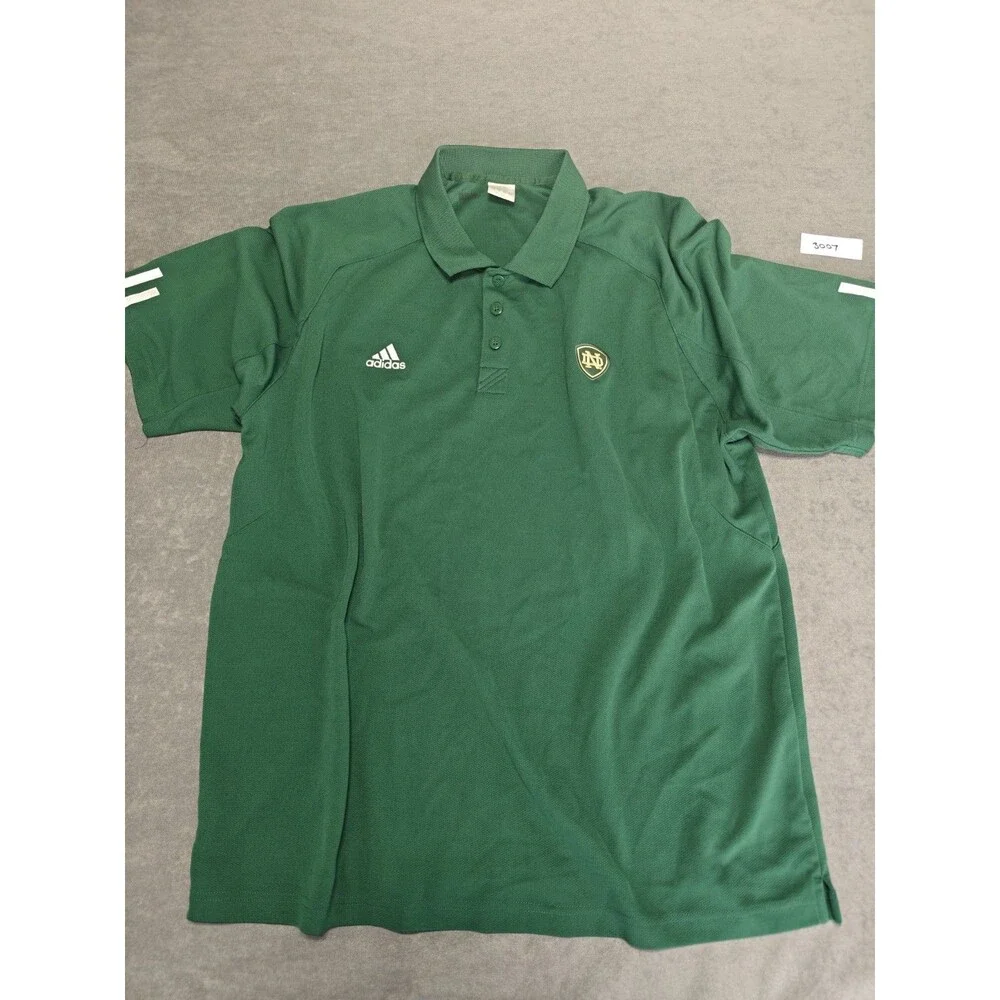 Adidas Notre Dame Fighting Irish Polo Shirt Green Mesh Performance Golf Men XL